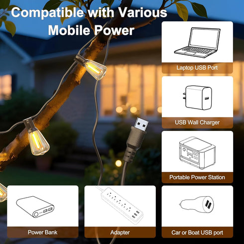 BLIATLUS 25FT 8+2 ST38 Bulbs Solar String Lights Outdoor Waterproof with Remote Control Shatterproof LED for Porch