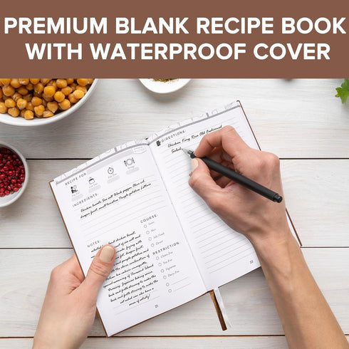 Elegant Hard Cover Recipe Journal – Blank Cookbook for Organizing Personal Culinary Creations (Brown)
