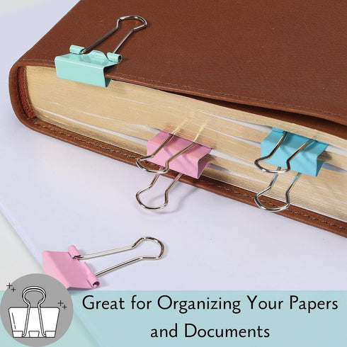 Mr. Pen Pastel Binder Clips, 50 Pack, 0.75 Inch Small Clips, Micro Binder Clips for Office