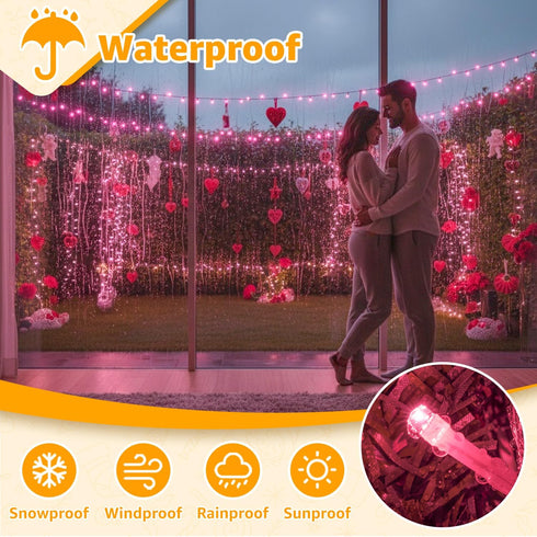 200 66 130 Ollny RGB Valentine's Day Lights Outdoor LEDs FT, Modes Color Changing Connectable Christmas Lights