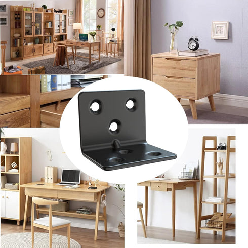 Aufuga (30, 1.5x1.2x1.2) Black Stainless Steel Shelf Bracket,Joint Right Angle Bracket,L Shape Heavy Duty Metal Corner