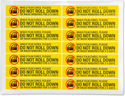 DO NOT ROLL DOWN Window Tint Stickers - 5 x 1 in. Caution Label Stickers for Automotive Window Film