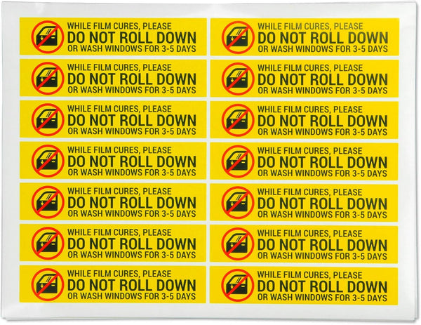 DO NOT ROLL DOWN Window Tint Stickers - 5 x 1 in. Caution Label Stickers for Automotive Window Film