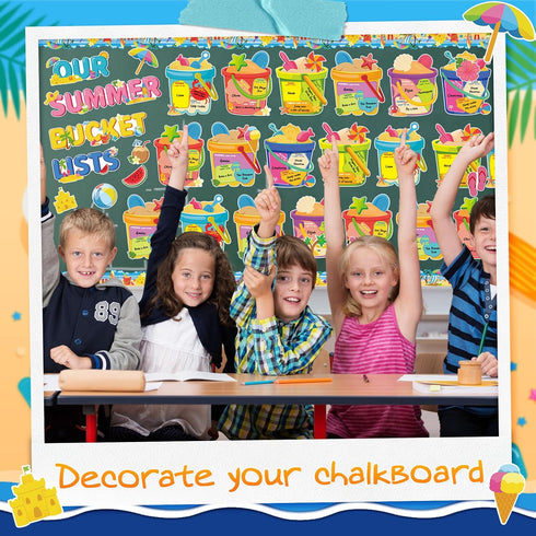 Tenceur 69 Pcs Summer Bulletin Board Decorations Set, Summer Bucket Lists Cutouts for Classroom Door Decor