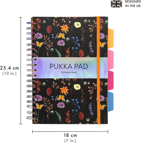 Pukka Pad 5 Subject Spiral Notebook 3-Pack | 200 Pages, 100 Sheets of 80GSM Paper with Repositionable Dividers