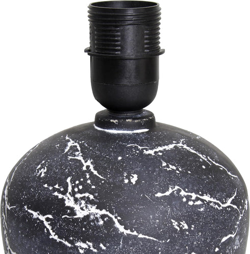 LT1170-BLK 12.4" Simple Designs Chic Glow Rounded Marble Inspired Concrete Table Lamp with Fabric Shade, Bedroom