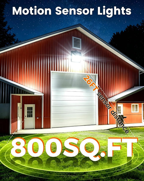 128LED 800LM IP65 Magnetic Solar Lights Outdoor, Motion Sensor Lights for Metal Fence, Waterproof Magnetic Outdoor