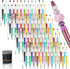 Kosiz 100 Pieces Plastic Beadable Pens - Black Ink Ballpoint Pens with 100 Refills for DIY Gifts for Kids and Students