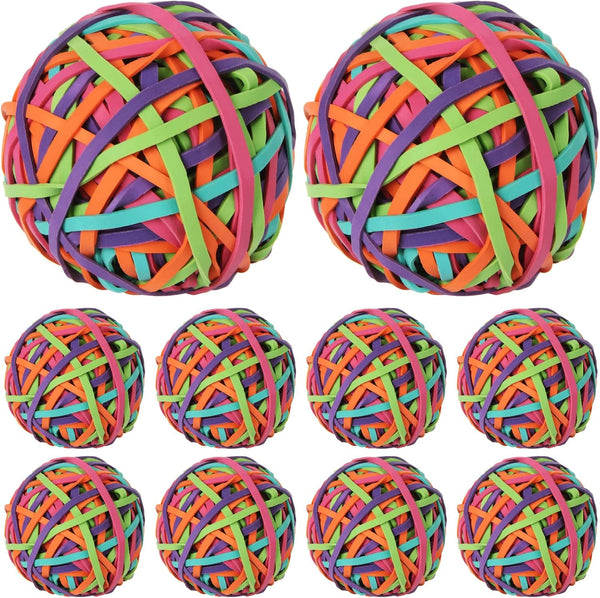 CYEAH 10PCS Colorful Rubber Band Ball, Assorted Color Stretchable Rubber Bands, Stationery Holder Loops for Office