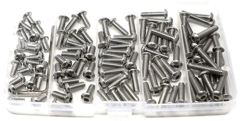 iexcell 100 Pcs #10-24 x 3/8", 1/2", 5/8", 3/4", 1" UNC Threads Stainless Steel Hex Socket Button Head Screws