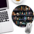 lebrocoli 8.6 8.6 inch Bookshelf and Skull Mouse Pad, Skeleton Goth Gothic Small Round Mousepads for Desk, Mini Travel