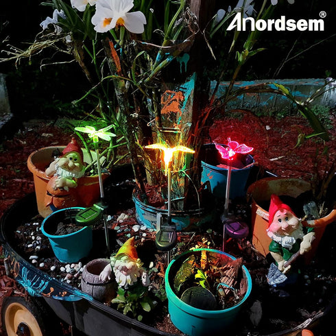 3 30 Anordsem Solar Garden Lights Outdoor: Waterproof PVC Insect Stake Light Heads - Changeable Color LED Lighting