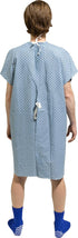 AMU Solutions 4PK - Men's Deluxe Value Patient Hospital Gown Robe, Soft & Comfortable Gowns Size Medium/Large (Blue)