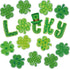 Whaline St. Patrick's Day Shamrock Cut-Outs, Green Clover Classroom Bulletin Board Decoration, 44Pcs