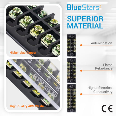 BlueStars 6 Packs Terminal Strip Blocks, 4/5/6 Positions 600V 15A with Cover for Home Electrical Project