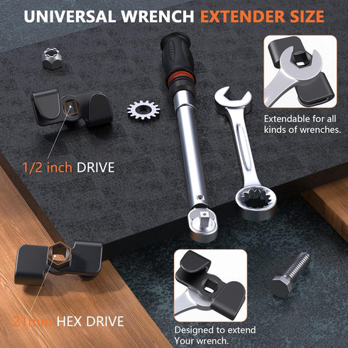Wrench Extender for 1/2 Inch Drive Breaker Bars/21 mm Hex Drive, Universal Wrench Extension Tool Adaptor for Cheater Bar, Extend Wrenches Tool to Leverage over Stubborn Nuts Bolts by Anblak