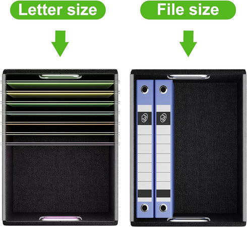 Huolewa Portable Leather File Organizer Boxes, Collapsible Document Storage with Lids for Letter/Legal Files