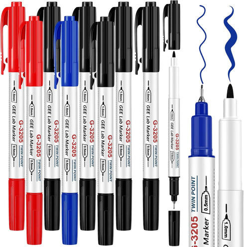 Janlaugh 10 Pack Alcohol Resistant Laboratory Markers, Black Dual Head Permanent Freezer Pens