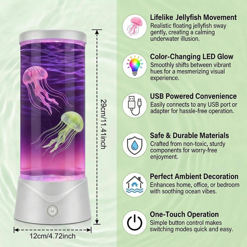Dimind 7 Jellyfish Lamp Color Changing Effect Dancing Jelly Fish Toy Aquarium Night Light with Adapter Wave Projection