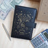 SOUL MAMA A6 Zodiac Budget Binder with Cash Envelopes, Black Aquarius Money Organizer, Rose Gold Stickers