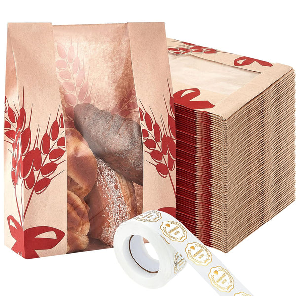 Gueevin 150 Pcs Kraft Paper Bread Bag for Homemade Bread Large Sourdough