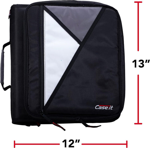 Case-it The Universal Zipper Binder - 2 Inch O-Rings - Padded Pocket for up to 13 Inch Laptop/Tablet - 400 Page Capacity
