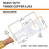 SELTERM 10pcs 2 AWG-3/8" Stud Tinned Copper Wire Lugs, Heavy Duty Battery Cable Ends, UL Battery Lugs