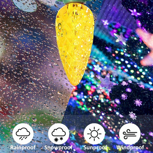 2 Pack 50 C6 8 23FT Leisure world Led Solar Outdoor Christmas Decorations, Modes Strawberry String Lights,Christmas
