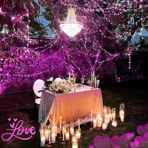 JMEXSUSS 2 Pack Pink Solar Christmas Lights - 33ft 100 LED Waterproof String Lights for Outdoor Decorations