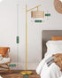 Dimmable Bulb, EDISHINE Rattan Arc Floor Lamp with Remote, Gold Farmhouse Standing Lamps for Living Room, Rattan