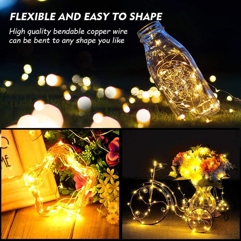 YoTelim LED Fairy String Lights - 2 Set 100 LED 33ft Micro Silver Wire for Indoor Decorations