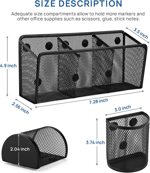 VICNOVA Magnetic Pencil Holder, Metal Storage Basket with Strong Magnets for Whiteboard, Classroom