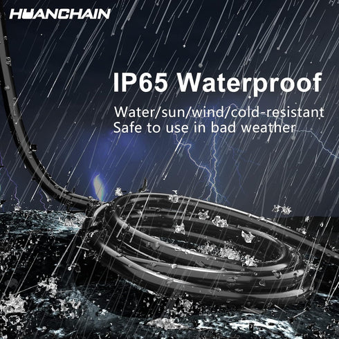 HUANCHAIN 8 ft Black Indoor Outdoor Extension Cord, 16/3 Gauge Waterproof, 13A 1625W, Heavy Duty Electric Cord, ETL