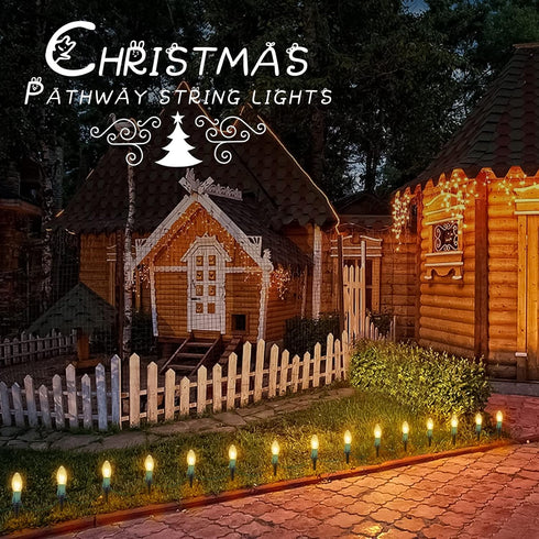 25.7 C9 20 20 Commercial Brightown Christmas Pathway String Lights Outdoor - Ft. Clear Lights with Stakes Connectable