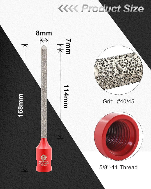 5/16''x4-3/4''(8x121mm) FOCSTOL Diamond Mortar Raking Bit - Mortar Router Bit with Carbide Tipped for Mortar Removal
