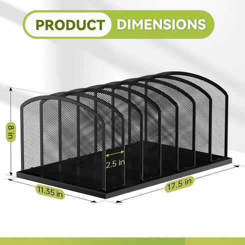 Desk File Organizer, 7 Sections Upright Mesh File Sorter for Office Organization, Home & Classroom - Black, 1 Pack