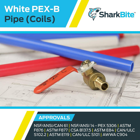 SharkBite 3/4 Inch x 25 Feet PEX-B Flexible Water Tubing, White for Plumbing