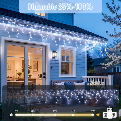 400 38.8ft JMEXSUSS LED White Christmas Icicle Lights, Connectable Icicle Lights for Outside Outdoor Indoor Plug