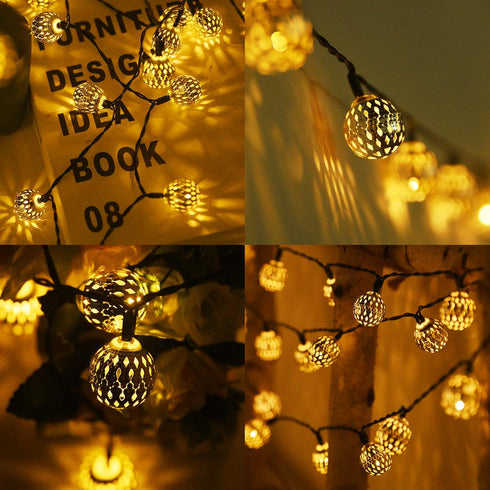 33FT 100LED 8 Solar String Lights Outdoor Waterproof,Globe Solar Fairy Lights Outdoor with Modes,Moroccan String Lights