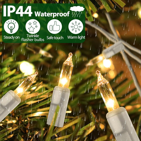 25FT 100 Incandescent Warm White Christmas Lights, Mini Lights with White Wire for Tree, Garland, Thanksgiving, Party
