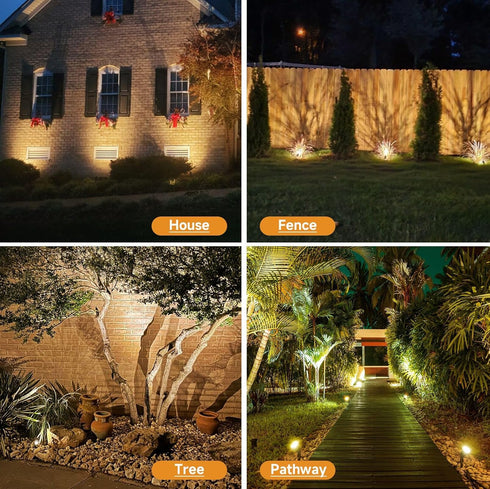Yeturaaw 4 Pack 3000K IP65 Landscape Lighting Low Voltage, Outdoor Spotlights with Transformer, Warm White Waterproof