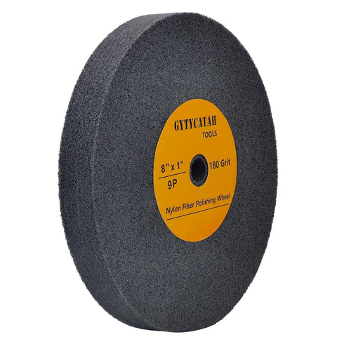 Deburring Wheel, Nylon Fiber Polishing Wheels, 8" x 1" Thickness x 5/8" Arbor, 180 Grit, 9P