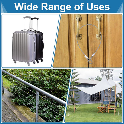 1mmD 20" 5PCS 304 PATIKIL x L Outdoor Travel Security Cable, Stainless Steel Safety Wire Rope Luggage Anti-Theft Cable