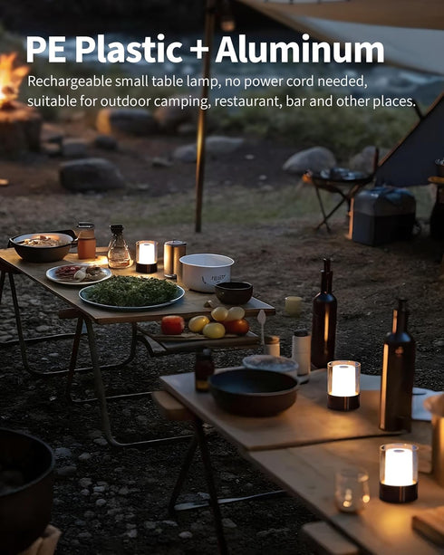 4" 2 Pack, LED Mini Cordless Table Lamp Outdoor Waterproof Lamp, Rechargeable Battery Operated Lamp, Portable Touch