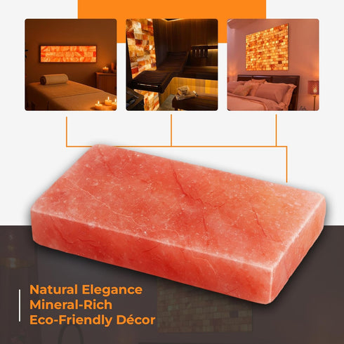 8"x4"x1" Pack 4 2.5 lbs Himalayan Pink Salt Tiles & Bricks - for Spa, Sauna, of Salt Bricks for Salt Wall, Salt Blocks