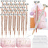 Yeaqee 91 Pcs Bridal Shower Diamond Pen Set, 31 Wedding Crystal Pens, 30 Organza Bags, 30 Cards, Rose Gold