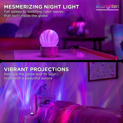 ENBRIGHTEN Aurora Wave Galaxy Projector Night Light Northern Lights Tabletop Crystal-Ball, Light for Bedroom, Playroom, Kids, Adults, and More, 76044 by Enbrighten