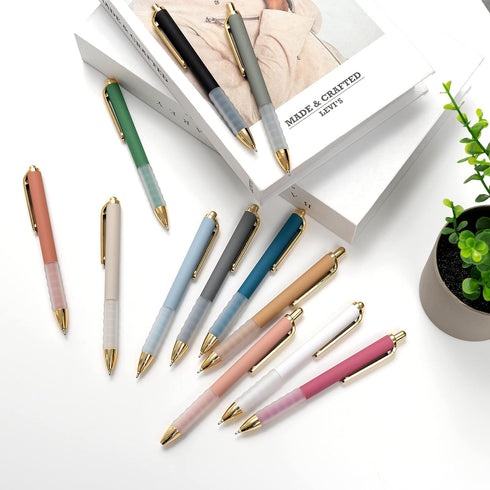 Linbsunne Ballpoint Pens, Black Medium Point 1mm with Super Soft Grip for Men Women Retractable