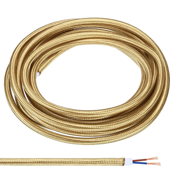 PATIKIL Fabric Cloth Covered Round Wire - 9.84ft 18AWG 2 Core Vintage Woven Electrical Cord for Pendant Light DIY