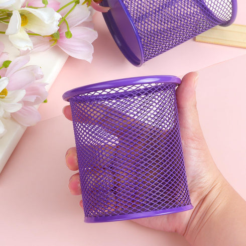 Tamaki Pen Holder Cup for Desk, Wire Mesh Pencil Cup Holder for Desk Office Pen Organizer (Purple)